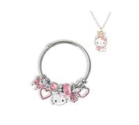 2PCS Bracelet Set Gift, Adjustable Stainless Steel Silver Charm Bracelet and Necklace, The Gift for Kids, Girlfriends, Best Friends, or Sisters., M, Stainless Steel, No Gemstone