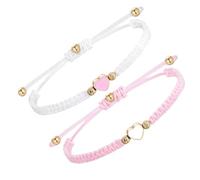 2Pcs Bracelet Women Friendship,Bracelet Couples Friend,Friendship Bra-celet,Couple Handmade Cord Bracel-et,Heart Best Friends Br-acelet,String Adjustable Long Distance Matching Bracelets,Pink&White