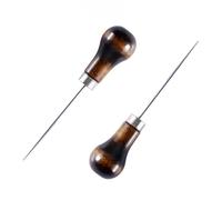 2PCS Bradawl Tool - Awl Punch Tool - Wooden Handle with Alloy Tip - Leather Sewing and DIY Crafting - Professional Piercing Tool (Brown, 11.7cm)