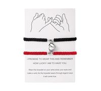 2Pcs Braided Heart Couple Bracelets for Him and Her, Mutual Attraction Matching Rope Bracelet for Bf Gf, Distance Relationship Jewelry Lover Gift for Valentine’s Day, M, Zinc, no gemstone