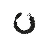 2pcs Braided Long Straight Braids Ponytail with Rubber Band Synthetic Wrap Around Braid Horse Tail Extensions(1B)