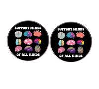2pcs Brain Diversity Round Button Pins, English phrase SUPPORT MINDS OF ALL KINDS Enamel Pins, Brain Model Alloy Lapel Pins, 3cm(1.2"), Metal, no gemstone