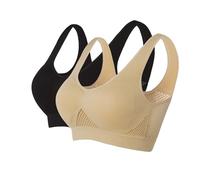2PCS Bras for Women Breathable Cool Liftup Air Bra Plus Size Padded No Underwire Full Coverage Support Comfy Bralettes Push Up Sports Bras Soft Seamless Underwear Everyday Bra