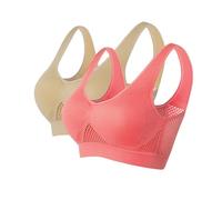 2PCS Bras for Women Breathable Cool Liftup Air Bra Plus Size Padded No Underwire Full Coverage Support Comfy Bralettes Push Up Sports Bras Soft Seamless Underwear Everyday Bra