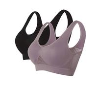 2PCS Bras for Women Breathable Cool Liftup Air Bra Plus Size Padded No Underwire Full Coverage Support Comfy Bralettes Push Up Sports Bras Soft Seamless Underwear Everyday Bra