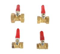2Pcs Brass Ball Valve 1/4” 1/8" 3/8" 1/2" Female to Female Thread with Red Lever Handle Copper Switch Joint Fittings Adapter(1/2")