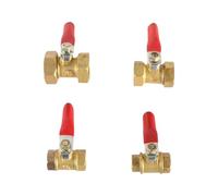 2Pcs Brass Ball Valve 1/4” 1/8" 3/8" 1/2" Female to Female Thread with Red Lever Handle Copper Switch Joint Fittings Adapter(1/4")