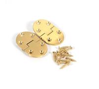 2Pcs Brass Butler Tray Hinge, 6.5x3.8x0.3cm Round Cabinet Hinge with Screws and Folding Flap Heavy Duty Table Flip Top Hinges for Furniture Repair Restoration Projects