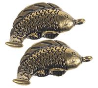 2pcs Brass Carp Keychain Metal Key Chain Pendant Key Ring Pendant Creative Delicate Keychains for Hanging Ornament Antique Style Fish Charm for Collectors Daily Use