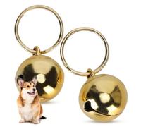 2pcs Brass Cat Collar Bells with Key Ring, Anti Lost Pet Bell Charm for Dogs, Portable Bird Wildlife Alert Bell for Small Pets, Gold Copper Bell for Collar
