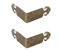 2Pcs Brass Corner Protectors Right Angle Brackets 90 Degree Corner Braces for Box Cabinet Table Chair, 63 x 63mm, Bronze