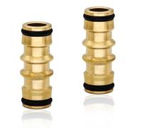 2pcs Brass Double Males Hose Connectors - Heavy-Duty Male to Male Hose Connector for Hose - Solid Brass Hose Coupling Adapter, Leak-Free, Fits Standard Hose Connectors