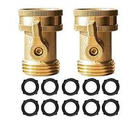 2Pcs Brass Garden Hose Shut-off Valve Heavy Duty 3/4 Inch Solid Brass + 10Pcs Rubber Washers