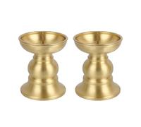 2Pcs Brass Holders For Altars Decors Religious Ceremonies Home Temple Worship Antique Tealight Stand Oil Lamp Antiqued Brass Buddhist Stand