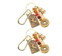 2pcs Brass Horse Year Keyring with Five Emperor Coins and Gourd Charm | Elegant Polished Finish, Portable Feng Shui Charm, for Professionals and Zodiac Collectors