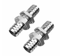 2Pcs Brass Hose Barb, 304 Stainless Steel Straight Hex Union Fitting Thru-Bulk Bulkhead Fitting for Water Fuel Air (φ8mm-φ10mm)