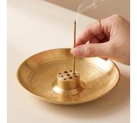2pcs Brass Incense Holder Set, 9-Hole Lotus Carving Stand with Detachable Ash Tray, Zen-Style Home Decor for Yoga & Meditation, Great Holiday & Birthday Gift