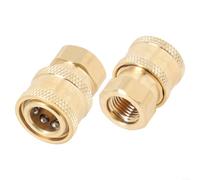 2pcs Brass Pressure Washer Coupler 1/4 Inch NPT Quick Connect Socket - High Pressure Hose Adapter for Power Cleaning Nozzles & Spray for Guns