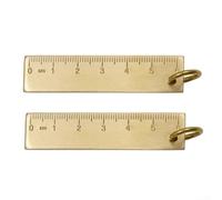 2pcs Brass Ruler 60mm for mini Metal Measuring Tool with Keychain Hole - Engraved CM Scale Pocket Straight Ruler for Students Architects Gold Finish Compact Design