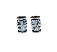 2Pcs Brass UK Flag Cross EDC Beads Pendant Jewelry Making Supplies,Personality DIY Outdoors Tools Paracord Beads Charm Lanyard Hand-Woven Accessories, M, Brass, No Gemstone