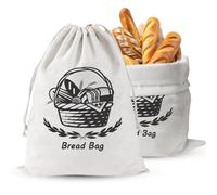 2Pcs Bread Bags for Homemade Bread Sourdough, Reusable Bread Bag Linen Bread Bag with Plastic Liner Bread Storage for Homemade Bread, Sourdough Bread Bags for Homemade Bread Baking Accessories