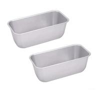 2pcs Bread Baking Pans Aluminium Alloy Rectangular Loaf Tins 20cm Professional Cake Tin for Cheese Cake Brownie Pastry Silver