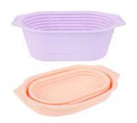 2Pcs Bread Proofing Basket, Silicone Sourdough Basket 10 Inch Foldable Oval Banneton Proofing Baskets, Bread Making Tools for Baking