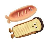 2pcs Bread Shape Pencil Case for Students Orange Nylon Cute Novelty