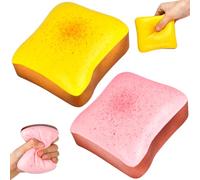 2PCS Bread Squishy, Slow Rising Squishies, Strawberry Butter Toast Squishy | Soft Slow Rebound Squeezy Squishy Toys, Realistic Food Squishy Fidget Toys for Anxiety Relief, Funny Office Desk Decor