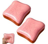 2PCS Bread Squishy, Toast Squishy Fidget Toys Pink Butter Squishys Age 15+