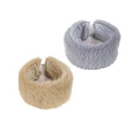 2PCS Breathable Open Top Headwrap with Faux Rabbits Furs Full Day Comfortable Unisex Furry Plush Hairhoop for Cold Weather Plush Bairhoop Hat for Women Outdoor