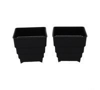 2pcs Breathable Root Control Flower Pots, Square Plastic Planters with Drainage Holes for Indoor Outdoor Garden, Promotes Growth for Succulents Tropical Plants(10cm black)