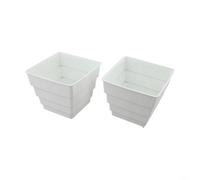2pcs Breathable Root Control Pots, Square Plastic Planters Set with Drainage Holes for Succulent Orchid Growing, Air Pruning Flower Containers for Indoor Outdoor Garden, Modern(12cm white)