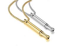 2pcs Breathing Necklace, Anxiety Necklace, Portable Stainless Steel Whistle Necklaces, Mindful Breathing Meditation Necklaces, Anxiety Gift for Women Men (Gold and Sliver)