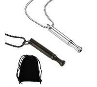 2Pcs Breathing Necklace, Mindful Breathing Necklace, Breathing Necklace for Habit Breathing Exercises Titanium Steel Whistle Necklace