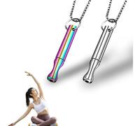 2PCS Breathing Necklace, Stress Relief Portable Anxiety Whistle Breath Necklace, Deep Breathing Anxiety for Men Women (Silver + Coloured)