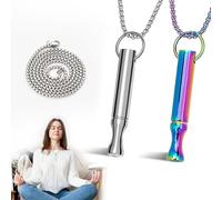 2pcs Breathing Training Necklace for Adults Portable Focus Tool, Anxiety Relief Jewelry for Commuting & Social Situations, Stainless Steel Fidget Pendant