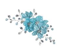 2pcs Bridal Headdress Crystal Pearl Flower Hair Clips Elegant Headwear For Women Jewels For Wedding Accessories For Womens(Blue)
