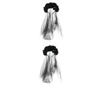 2pcs bridal veil hair jewels for women turban headband day of the dead Floral Headband Flower Headdress Hair Accessories Gauze Cloth Headband Women Headwear