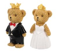 2pcs Bride and Groom Couple Figurines, Resin Animal Cake Toppers | Traditional Romantic Ornament, Easy Placement on Wedding Cakes or Flower Bouquets, Cute Keepsake for Couples, Parties