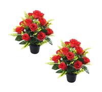 2pcs Bright Artificial Roses Accessory Without Maintenance Memorial Flowers For Grave Decoration And Home Commemoration Faux Grave Floral Arrangement