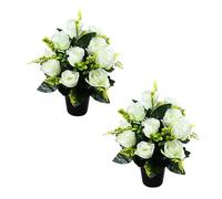 2pcs Bright Artificial Roses Accessory Without Maintenance Memorial Flowers For Grave Decoration And Home Commemoration Faux Grave Floral Arrangement