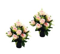 2pcs Bright Artificial Roses Accessory Without Maintenance Memorial Flowers For Grave Decoration And Home Commemoration Faux Grave Floral Arrangement