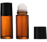 2Pcs Brown 50ml Glass Essential Oil Roller Bottles - Refillable Roll On Bottles Empty Deodorant Containers for Fragrance
