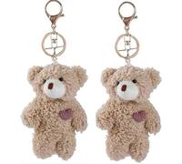2Pcs Brown Bear Stuffed Keychain, Animal Bag Pendant, Rabbit DIY Trinket, Dog Plush Keyring Car Accessories