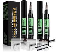 2PCS Brown Brow Dye Kit Long-Lasting Eyebrow Tint Waterproof Smudge-Proof Pen Tattoo Pencil Medium Brow Makeup for Defined Natural Look Easy to-Use with Brush