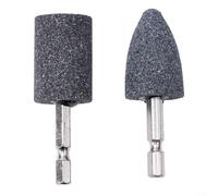 2pcs Brown Corundum Grinding Wheel Heads with Hexagonal Shank for Portable Drill Tools for Metal Wood Ceramic Glass and Carbide Grinding
