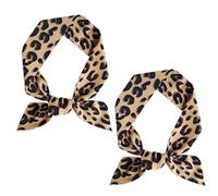 2Pcs Brown Leopard Neck Tie Chic Skinny Scarf Hairband Stylish Purse Scarf Leopard Accessory Women's Fashion Scarves