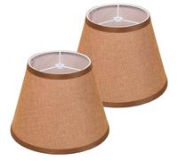 2pcs Brown Linen Small Lamp Shades, 6x10x7 inchs DOLOOTA Lampshade for Table, Floor & Wall Lamps, Spider Fitter Design, Assembly-Free, Replacement Empire Lamp Shade for Modern, Farmhouse, Ranch Decor