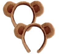 2Pcs Brown Plush Bear Ears Headband,Brown Plush Animal Hair Hoops Soft Face Wash Headbands Animals Ear Xmas Hair Band Party Headwear for Women,Party Costume Accessories